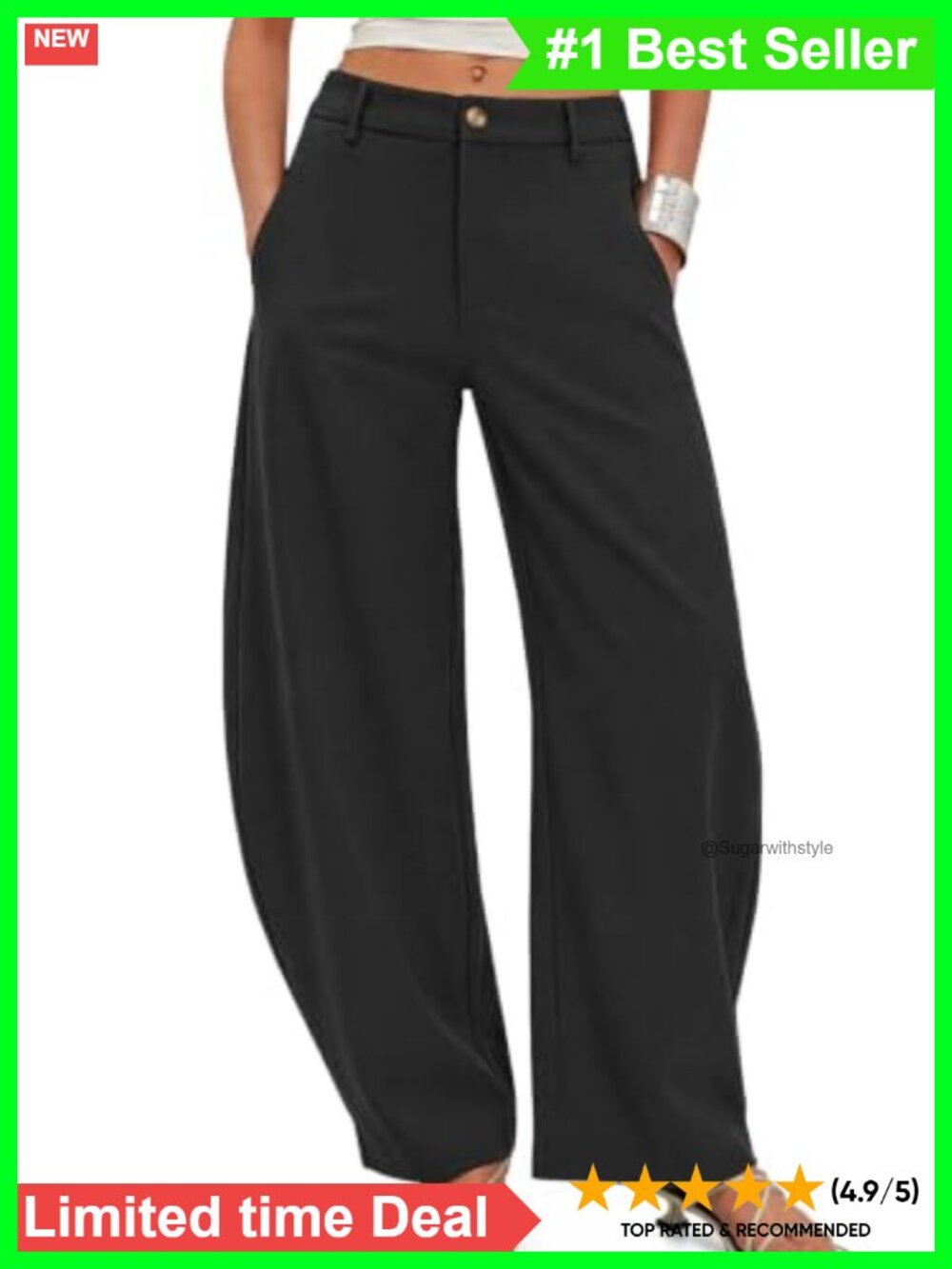 High Waisted Barrel Leg Dress Pants Wide Leg Work Trousers